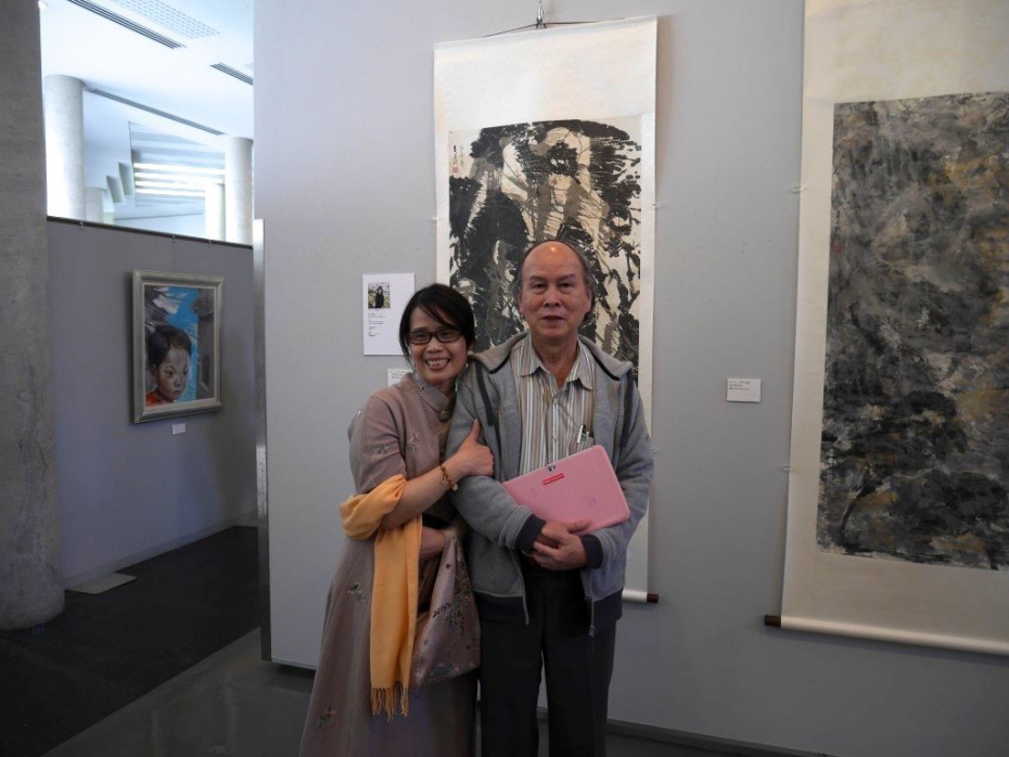 2014年 藝術家夏雨墨夫婦於日本長野展現場